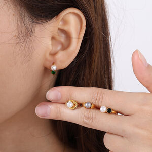 Stainless Steel Waterproof Gold Color Hoop Earrings h5 Picture4