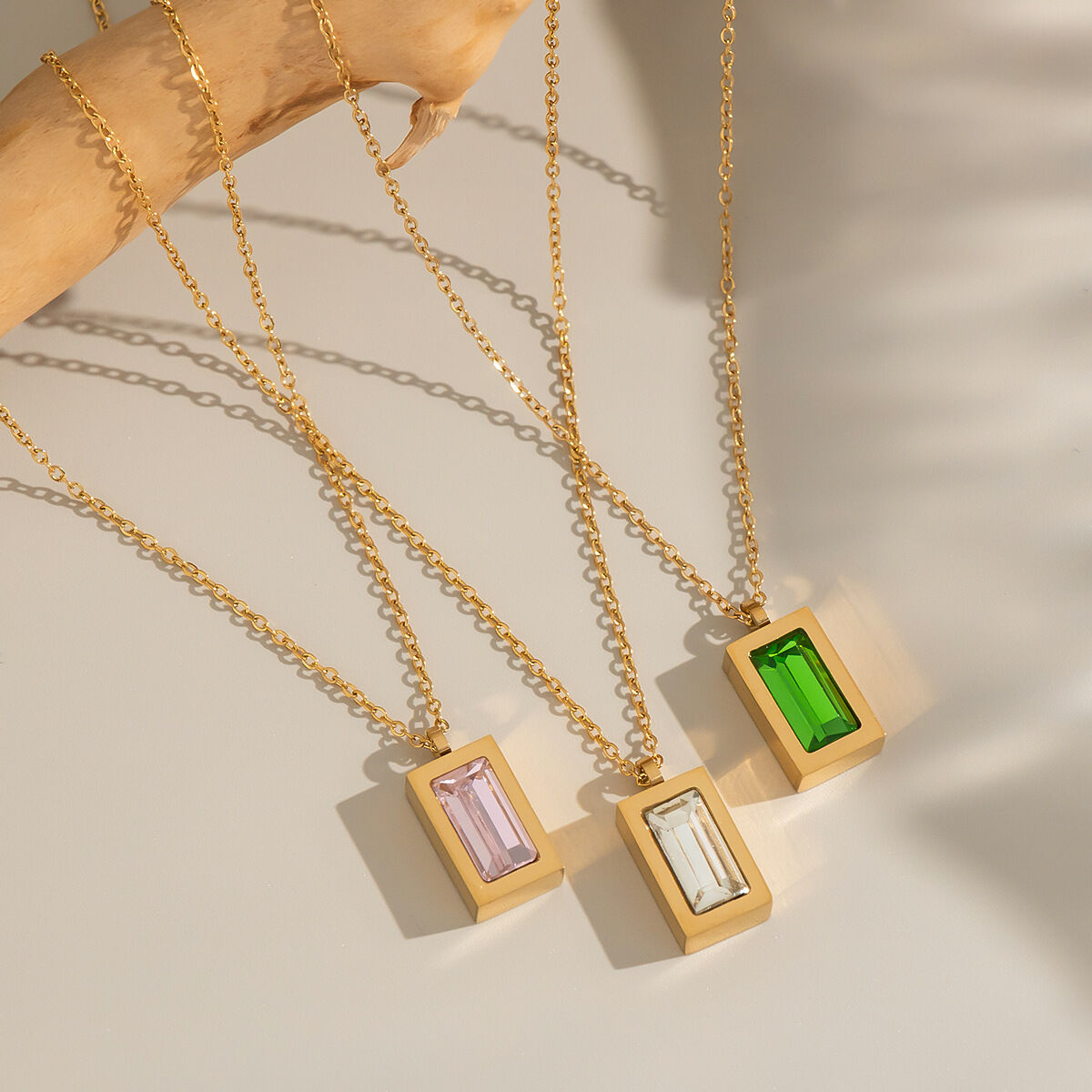 1 Piece Simple Stainless Steel Waterproof Gold Color Zircon Pendant Necklace h5 Picture2