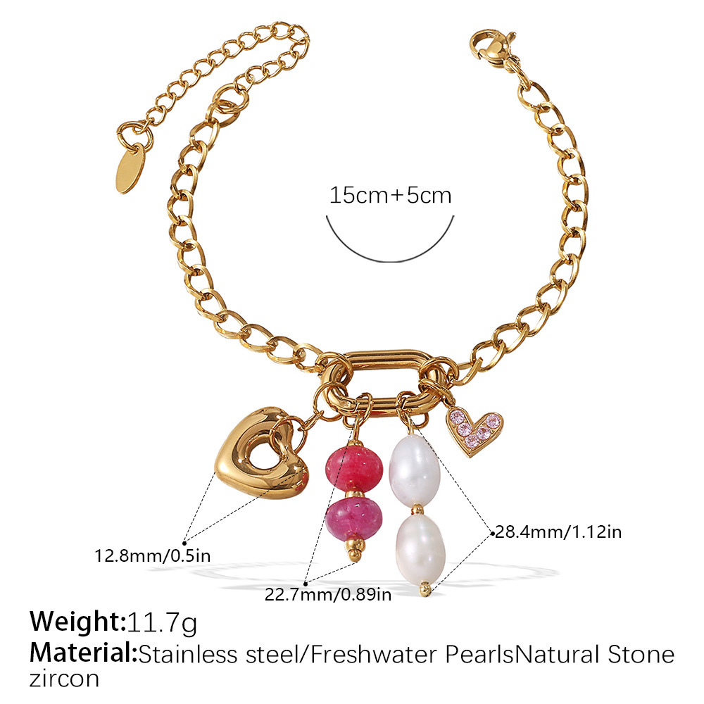 1 Piece Simple Stainless Steel Waterproof Gold Color Diy Charm Bracelet h5Picture2