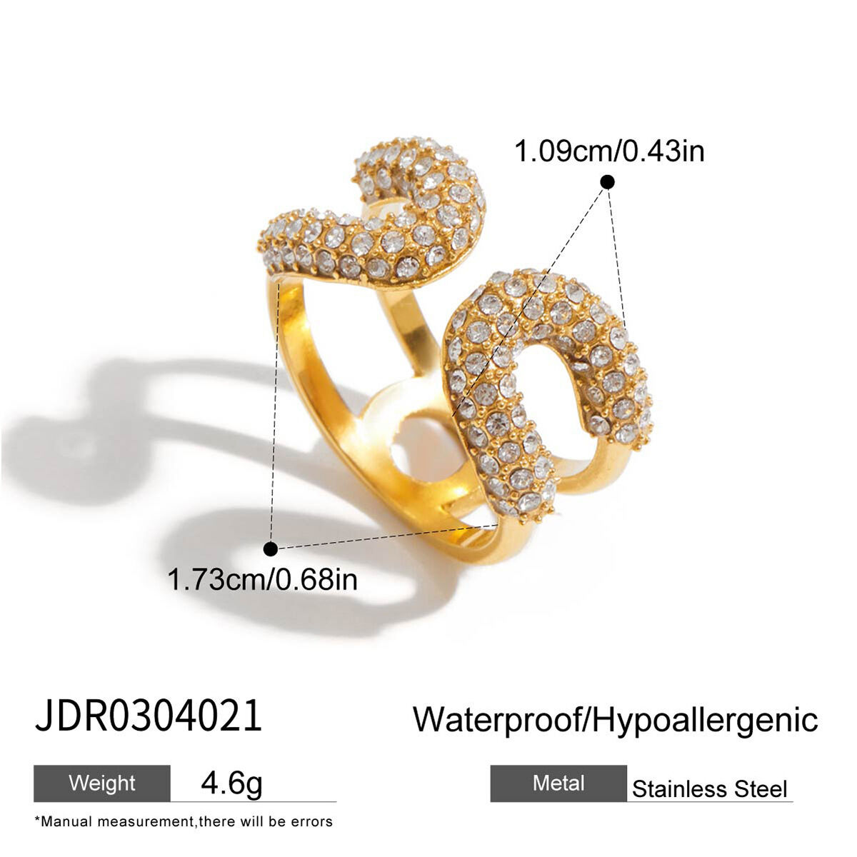 1 Piece Luxurious Series Stainless Steel Waterproof Gold Color Women's Gemstone Rings Picture2