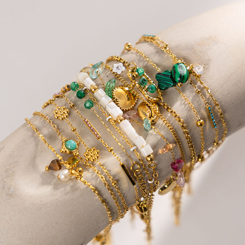 1 Piece Retro Stainless Steel Waterproof Gold Color Charm Bracelets Picture2