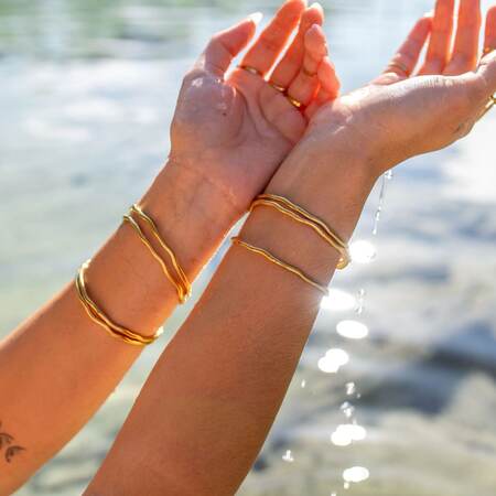 1 Stück schlichtes, wasserdichtes Armband aus Edelstahl in Goldfarbe 2