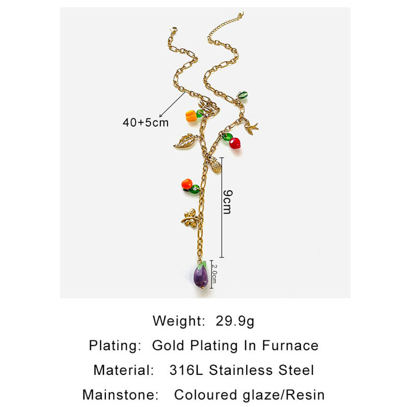 1 Piece Cute Fruit Stainless Steel Waterproof Gold Color Pendant Necklace Picture2