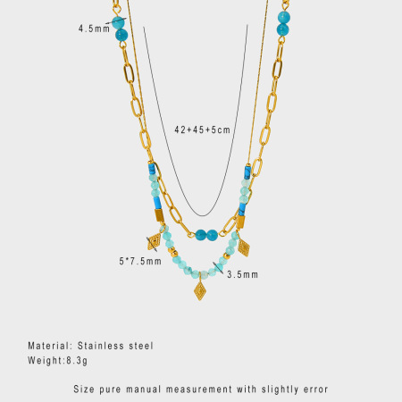 Retro Geometric Stainless Steel Waterproof   Gold Color Women's Layered Necklaces