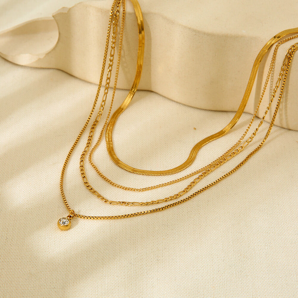 1 Pair Luxurious Series Classic Geometric Stainless Steel Waterproof   Women's Necklaces