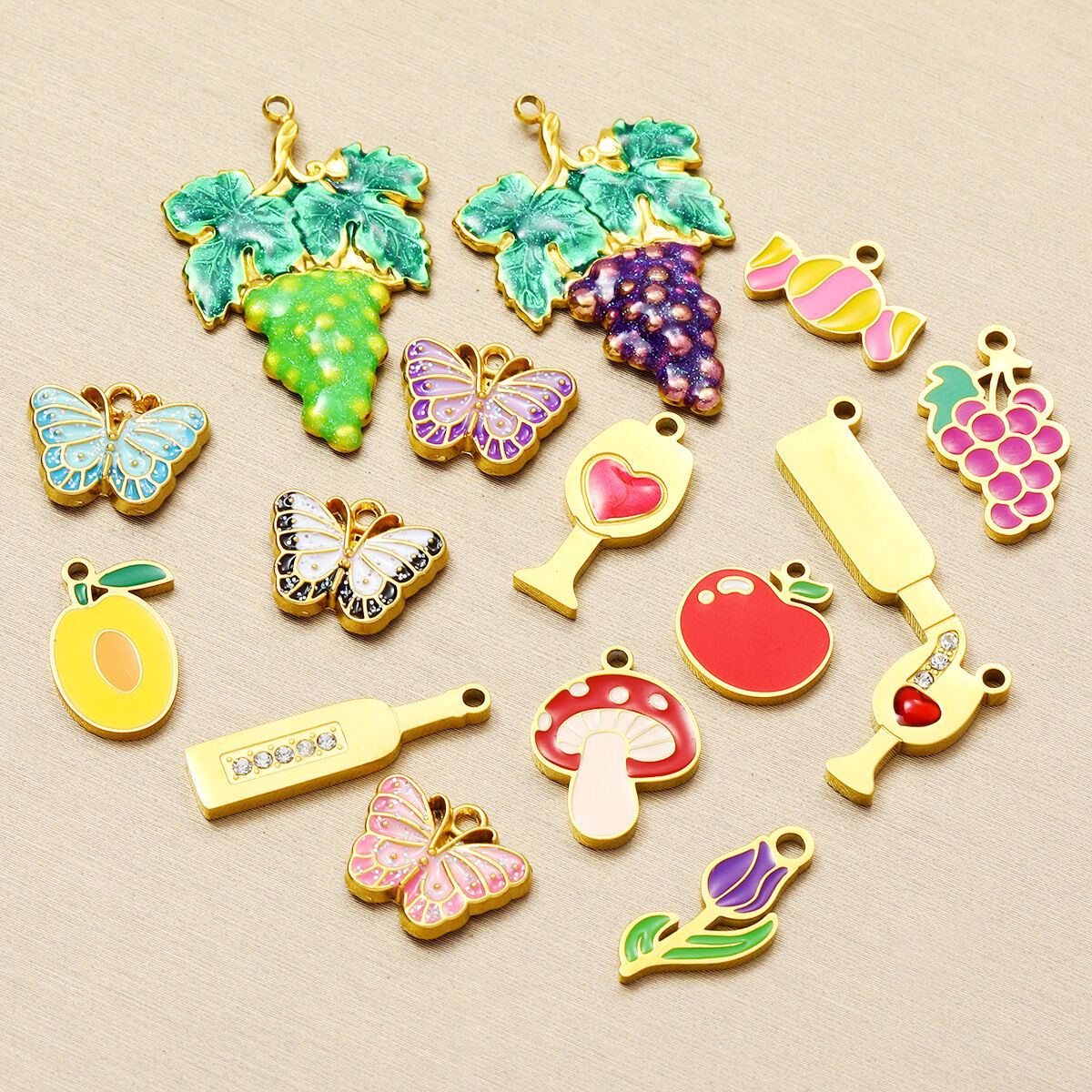 1 Piece Romantic Series DIY Grape Stainless Steel Waterproof Gold Color Women's Pendants Picture5