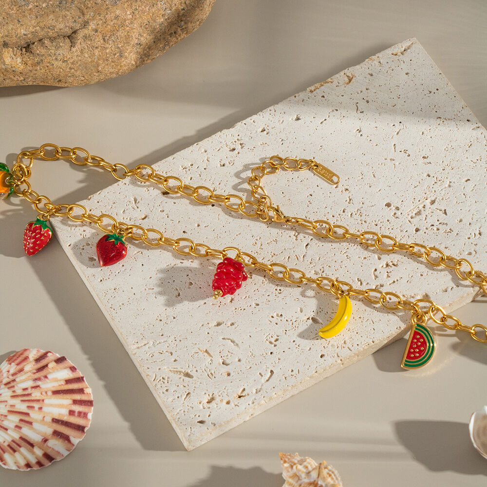 1 Piece Sweet Fruit Stainless Steel Waterproof Gold Color Pendant Necklaces Picture3