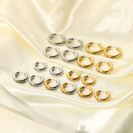 1 Pair Stainless Steel Waterproof Hoop Earrings 2