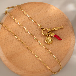 1 Piece Chill Charm Stainless Steel Waterproof Gold Color Pendant Necklace h5 Picture3