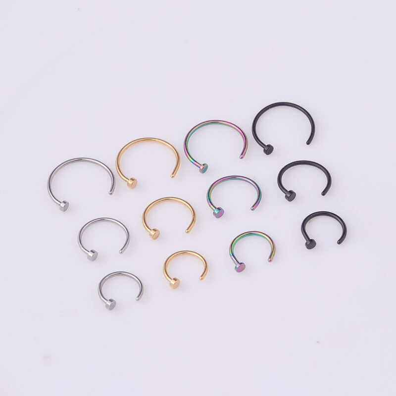 1 Stück Simple Series Schlichter geometrischer Nasenstecker aus wasserdichtem Edelstahl in Goldfarbe für Damen. h5Bild3