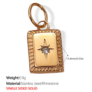1 Piece Simple Stainless Steel Waterproof Gold Color Diy Pendant h5 Picture2