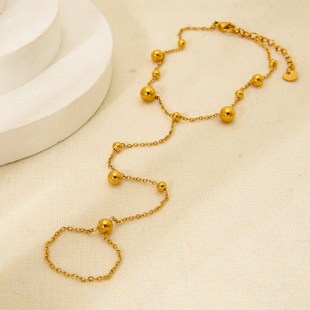 1 Piece Stainless Steel Waterproof Gold Color Finger-connected Bracelet 2