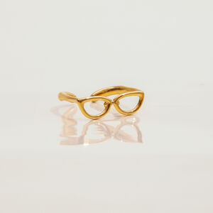 1 Piece Personality Glasses Shape Stainless Steel Waterproof Gold Color Statement Rings h5 Picture7