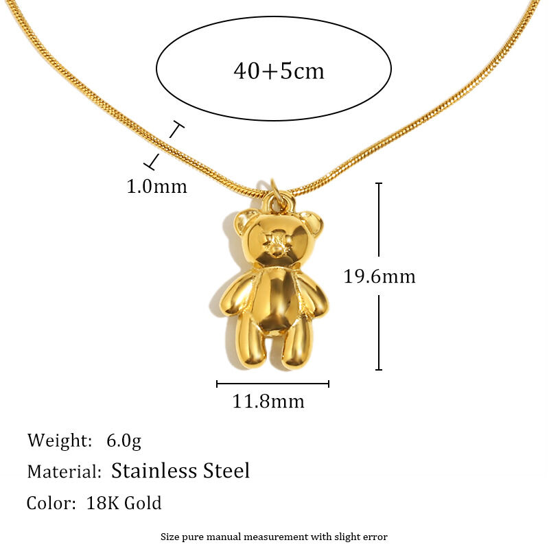 Solid-color Cute Bear Pendant Women’Necklace Picture4