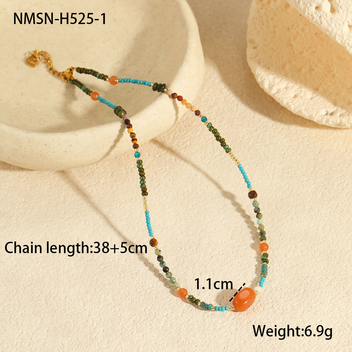 Classic Series Daily Geometric Stainless Steel Waterproof Women's Beaded Necklaces 