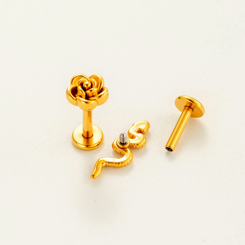 1 Piece Stainless Steel Waterproof Gold Color Piercings Earring h5Picture3
