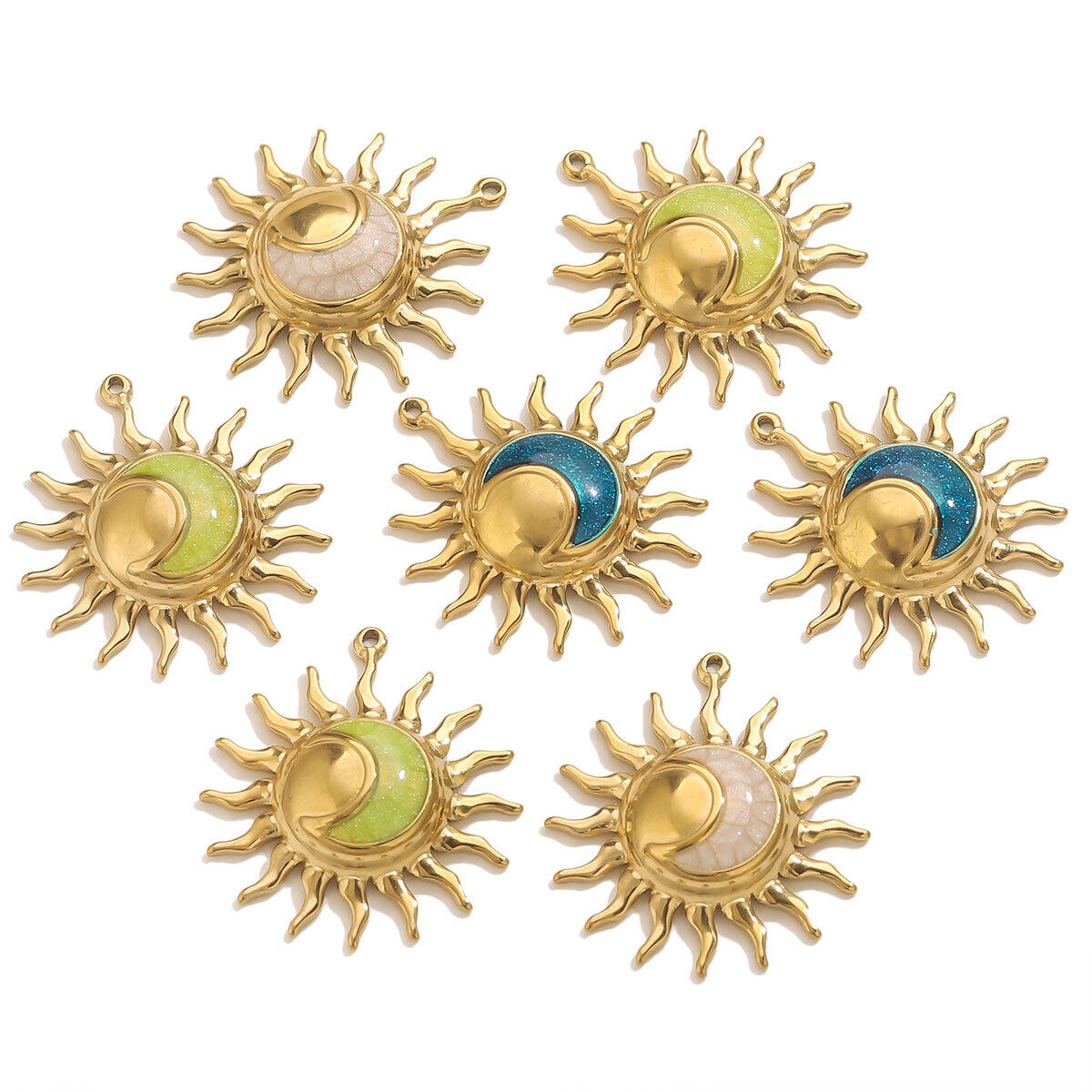 1 Piece Classic DIY Sun Stainless Steel Waterproof Gold Color Women's Pendants Picture5