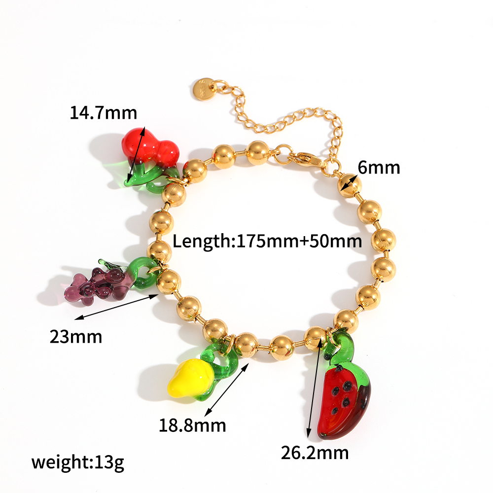 1 piece  style fruit stainless steel gold color charm bracelet 