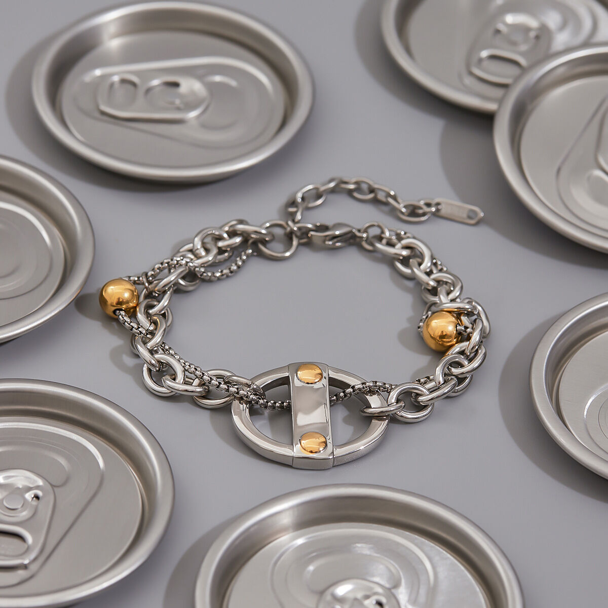 1 pezzo moderno geometrico in acciaio inossidabile impermeabile color oro collana con ciondolo da donna h5 Immagine6