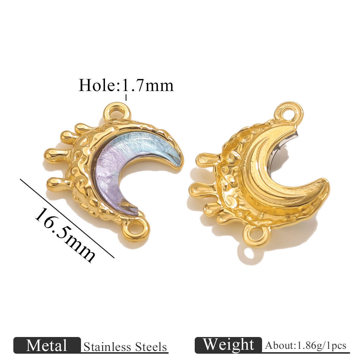 Golden Double Hole Moon-Blue+Purple Picture5