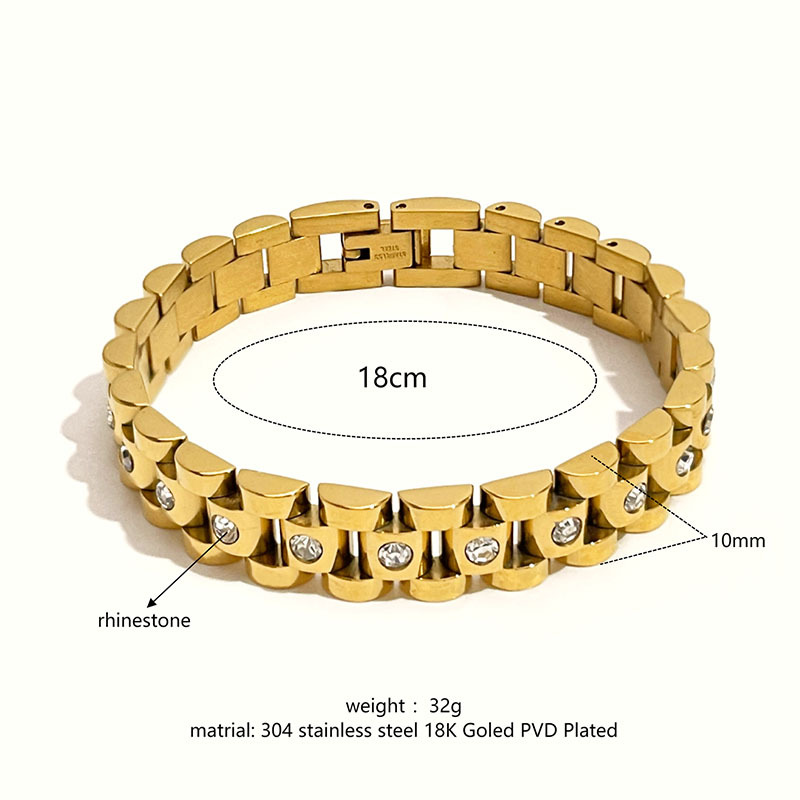 1 Piece Classic Chain Stainless Steel Waterproof Gold Color Bracelet h5Picture2