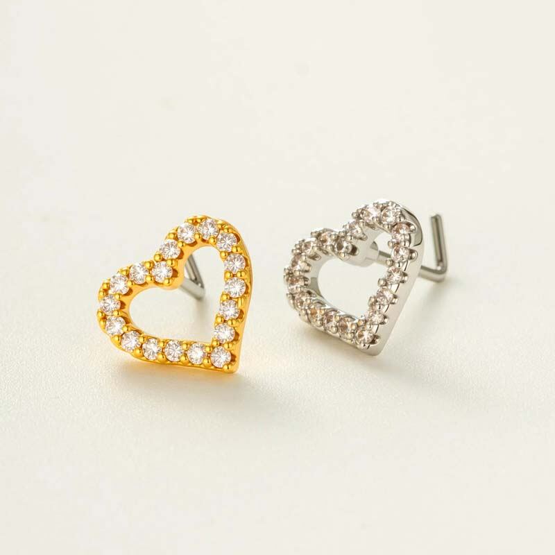 1 pezzo di orecchino a forma di cuore in zircone color oro e rame da donna