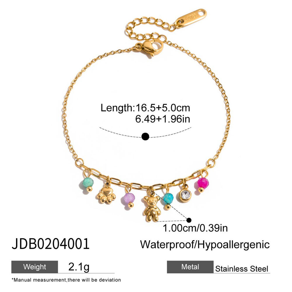 1 stuk kleurrijke serie elegante bloem roestvrijstalen waterdichte gouden damesarmband met bedeltjes h5Afbeelding2
