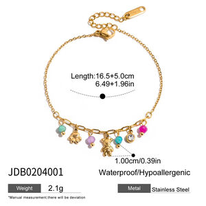 1 stuk kleurrijke serie elegante bloem roestvrijstalen waterdichte gouden damesarmband met bedeltjes h5 Afbeelding2