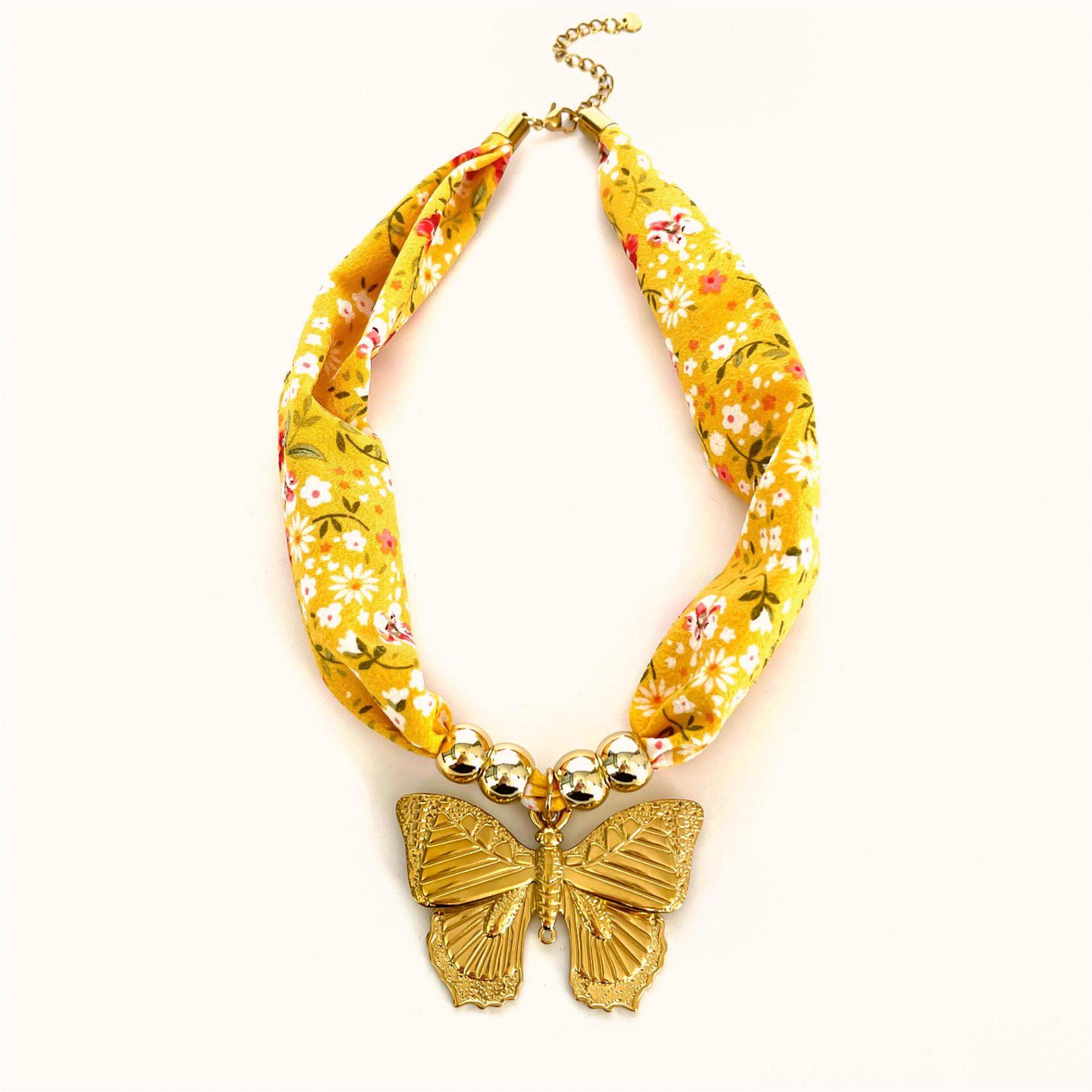 Collier pendentif papillon en acier inoxydable étanche couleur or (1 pièce) Image5