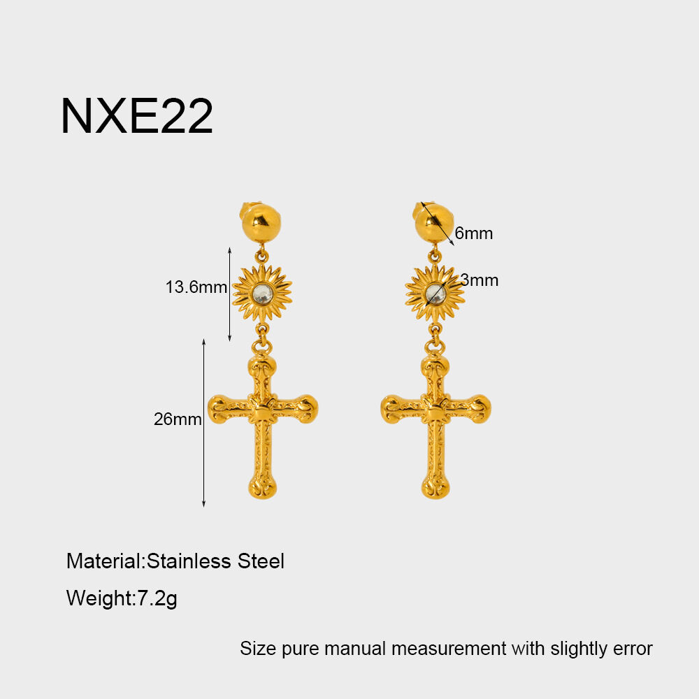 Classic Series Retro Cross Stainless Steel Waterproof  Women's Stud Earrings h5 