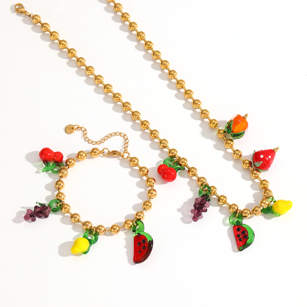 1 piece  style fruit stainless steel gold color charm bracelet Picture4