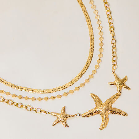 1 Piece Romantic Series Classic Starfish Stainless Steel Waterproof Gold Color Women's Pendant Necklaces