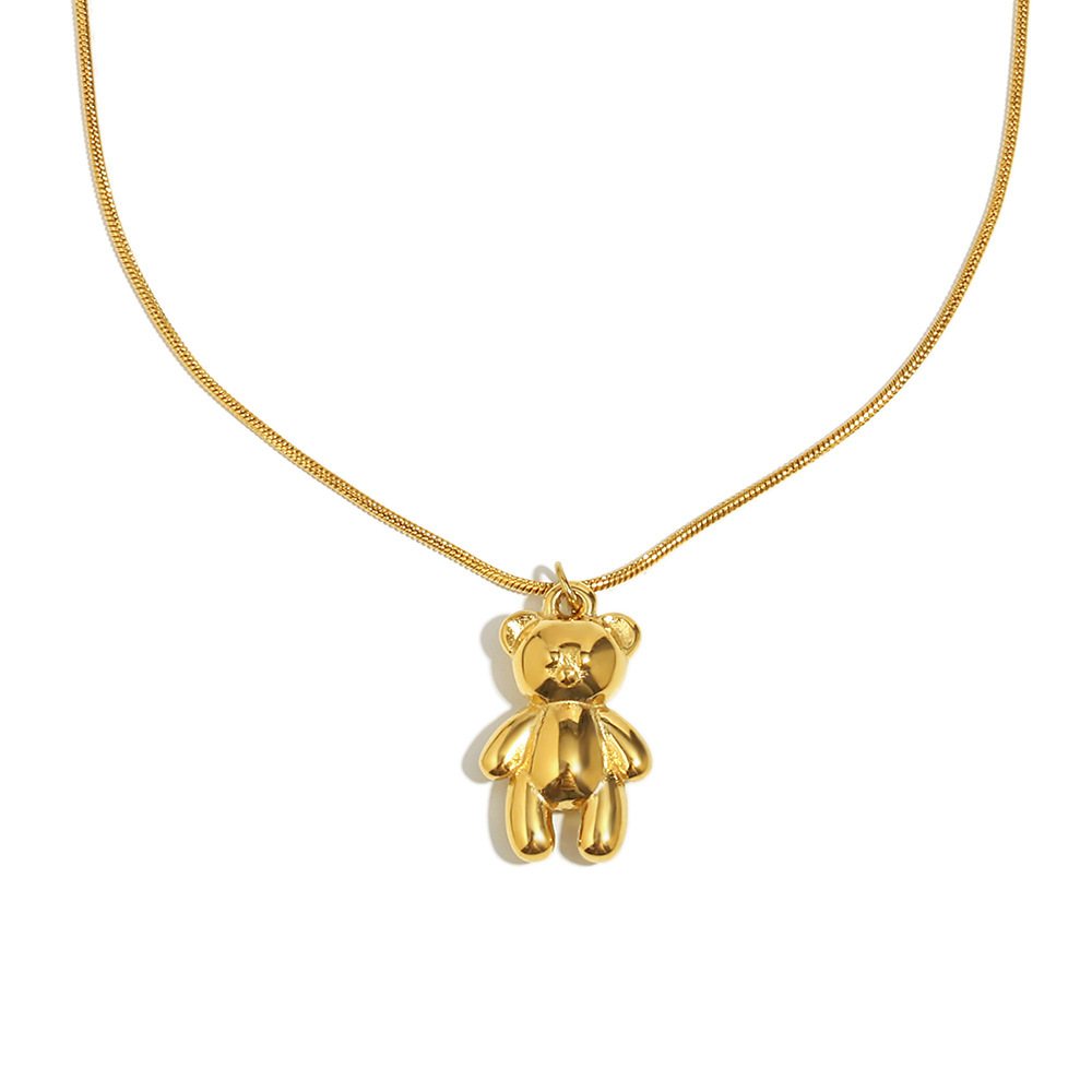 Solid-Color Cute Bear Pendant  Women’necklace Picture2