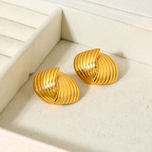 Retro Geometric Stainless Steel Waterproof Gold Color Women's Stud Earrings h5 Picture3