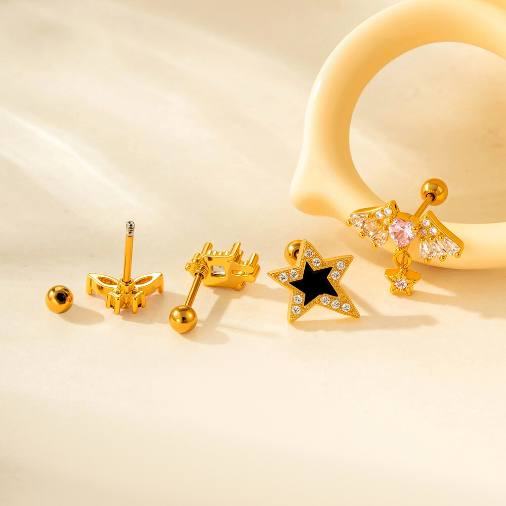 1 Piece Shinning Heart Titanium Steel Zircon Women's Stud Earrings Picture3