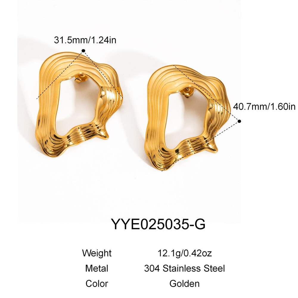 1 Pair Casual Stainless Steel Waterproof Gold Color Stud Earrings