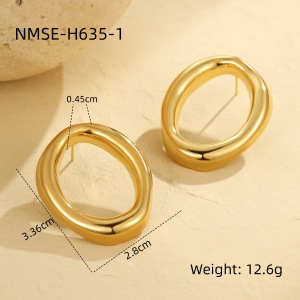Simple Geometric Stainless Steel Waterproof Gold Color Women's Stud Earrings h5 Picture2