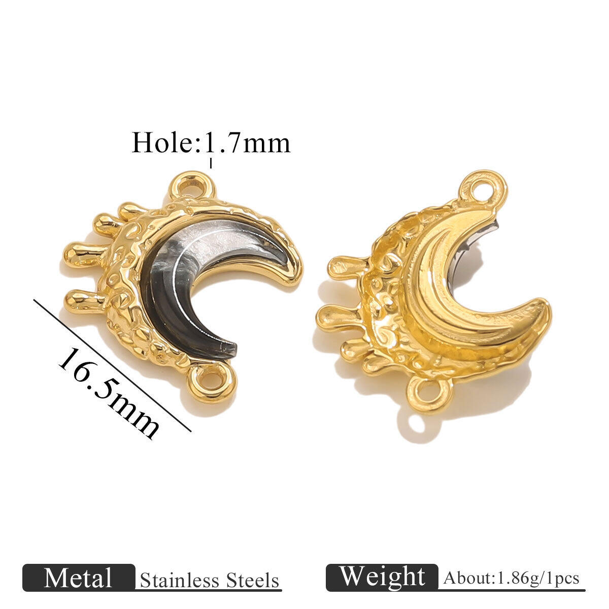 Golden Double Hole Moon-Black+White Picture2