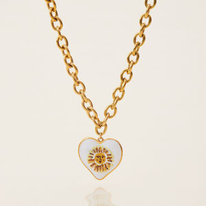 1 Piece Classic Series Paint Sun Stainless Steel Waterproof Gold Color Women's Pendant Necklaces h5 Picture5