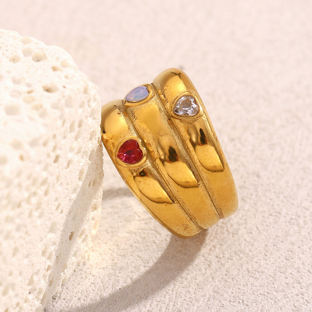 Simple Series Retro Solid Color Stainless Steel Waterproof Statement Rings h5 Picture2