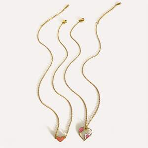 1 Piece Enamel Heart Stainless Steel Waterproof Gold Color Pendant Necklace h5 Picture6