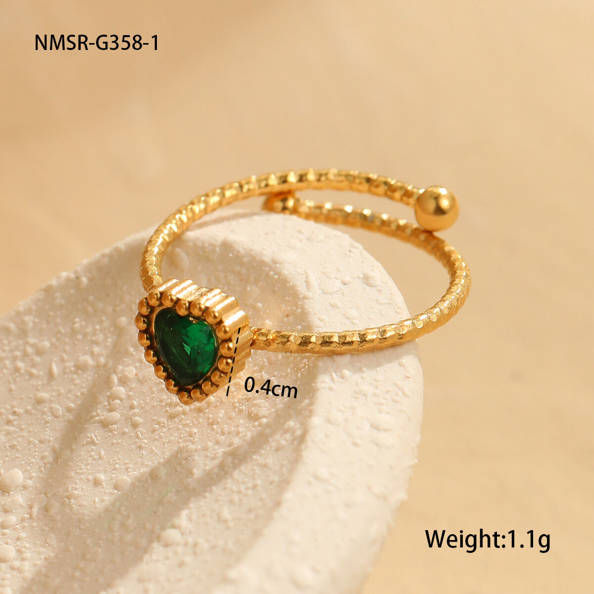 Nmsr-G358-1 Green Love Ring/One Size 