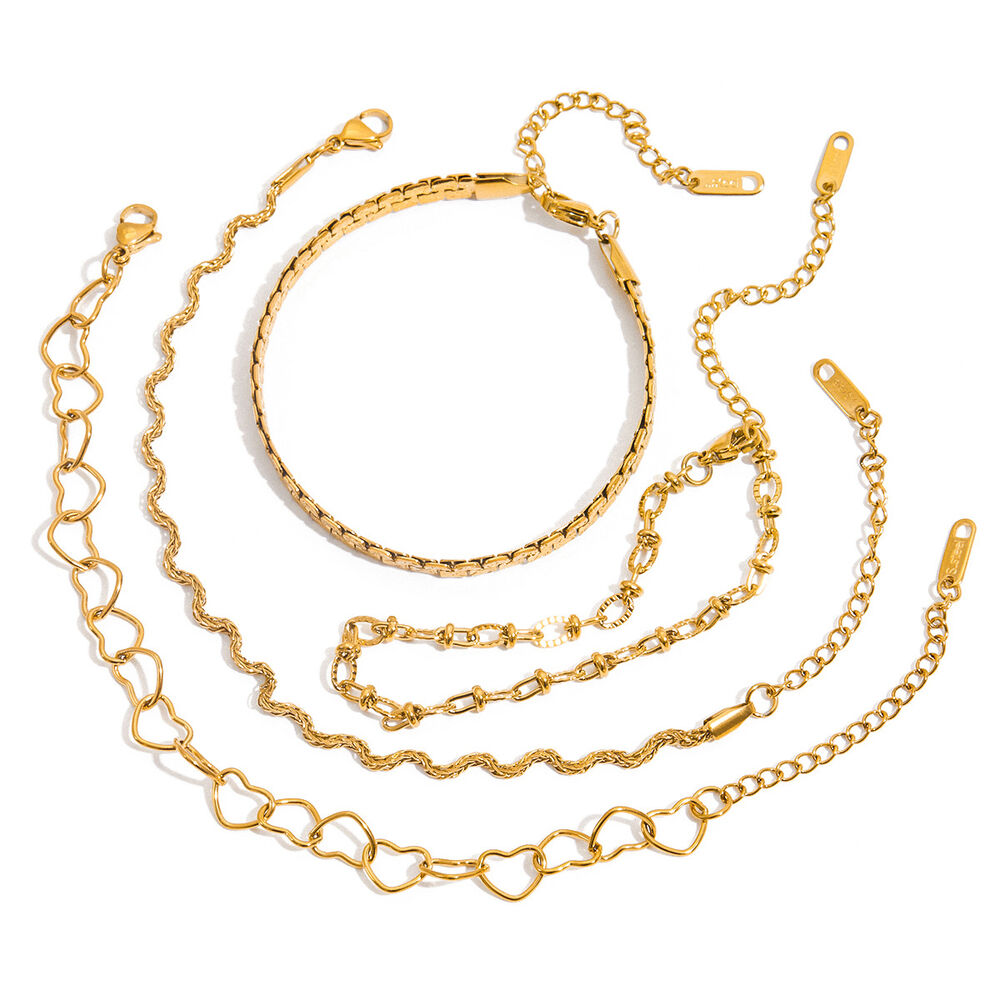 1 Piece Classic Twist Stainless Steel Waterproof Gold Color Women's Chain Bracelets h5Picture7