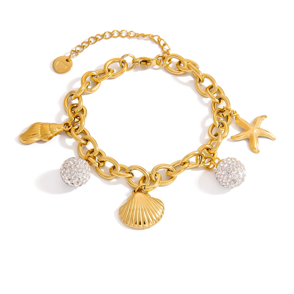 Casual Turtle Stainless Steel Waterproof  Gold Color Women's Charm Bracelets h5 
