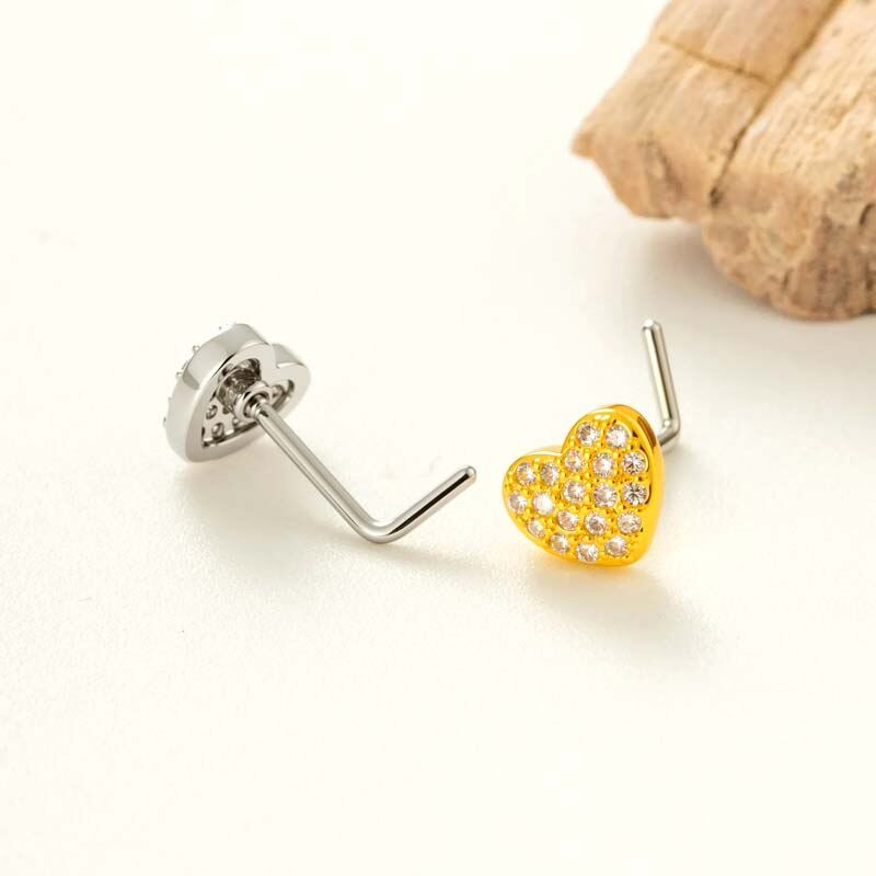 1 pezzo di perno nasale in zircone color rame e oro Immagine3