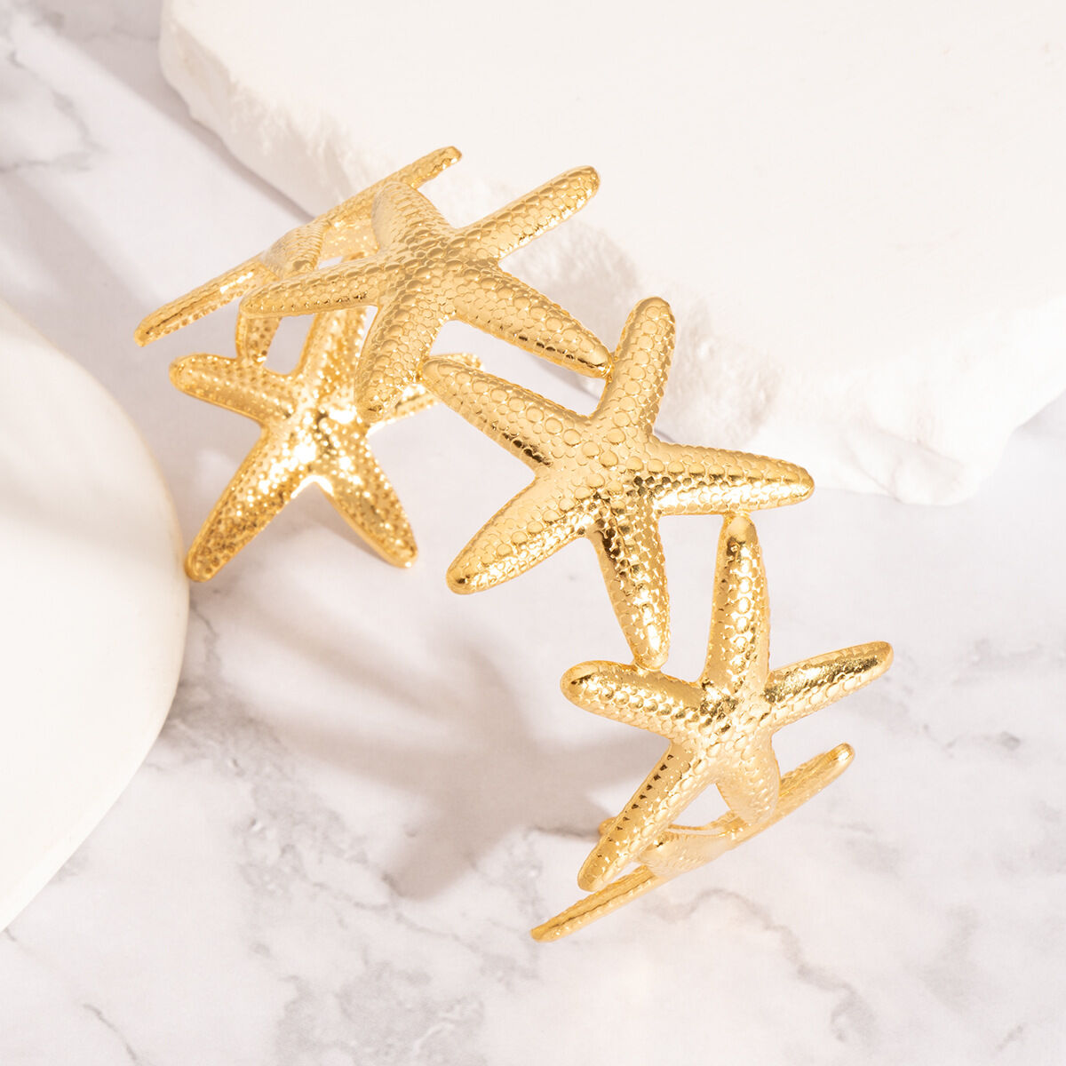 1 Piece Starfish Stainless Steel Waterproof Gold Color Bangles Picture4