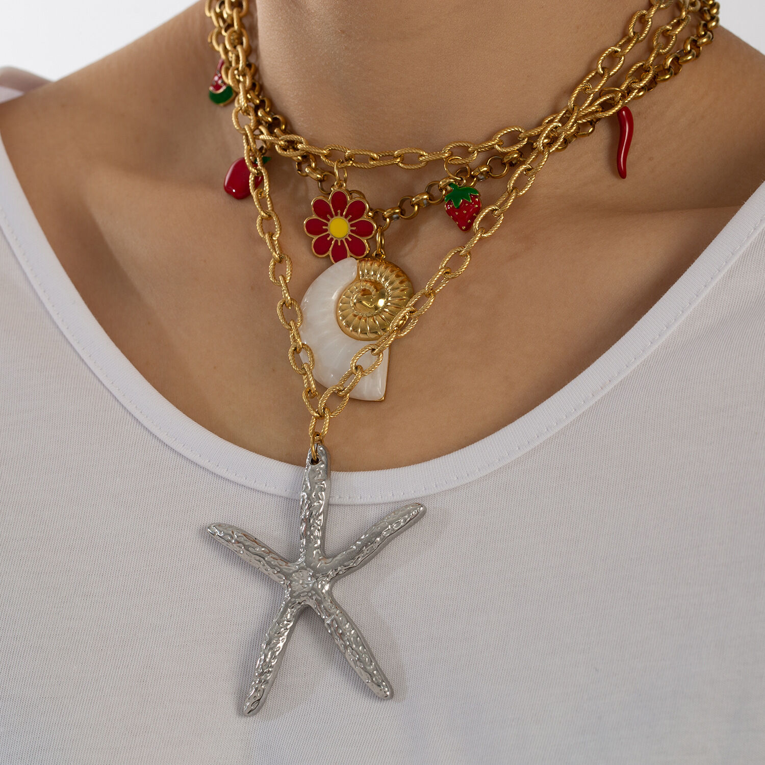 1 Piece Oceanic Series Daily Starfish Stainless Steel Waterproof Women's Pendant Necklaces Picture3