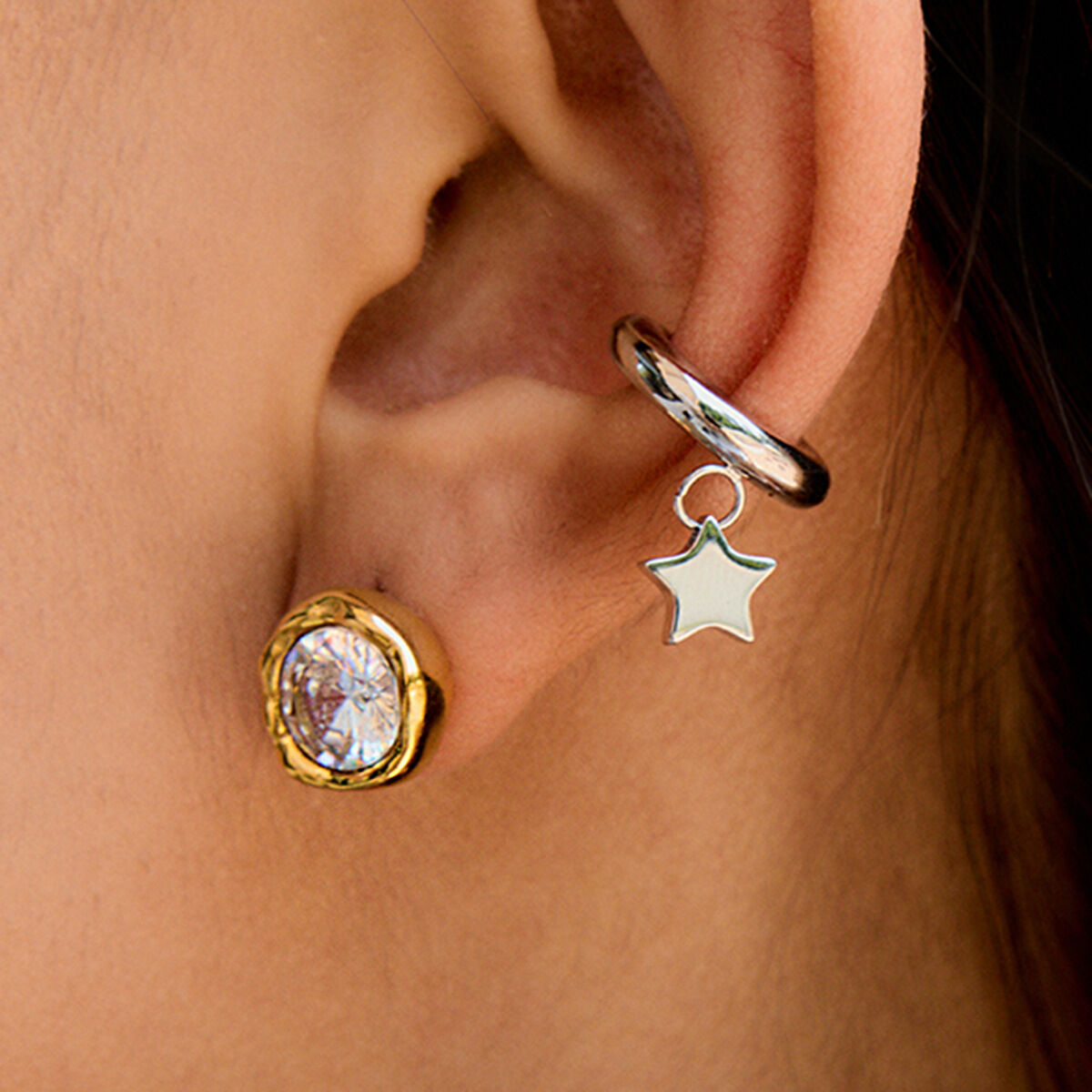 1 Pair Classic Series Daily Geometric Stainless Steel Waterproof Gold Color Women's Stud Earrings