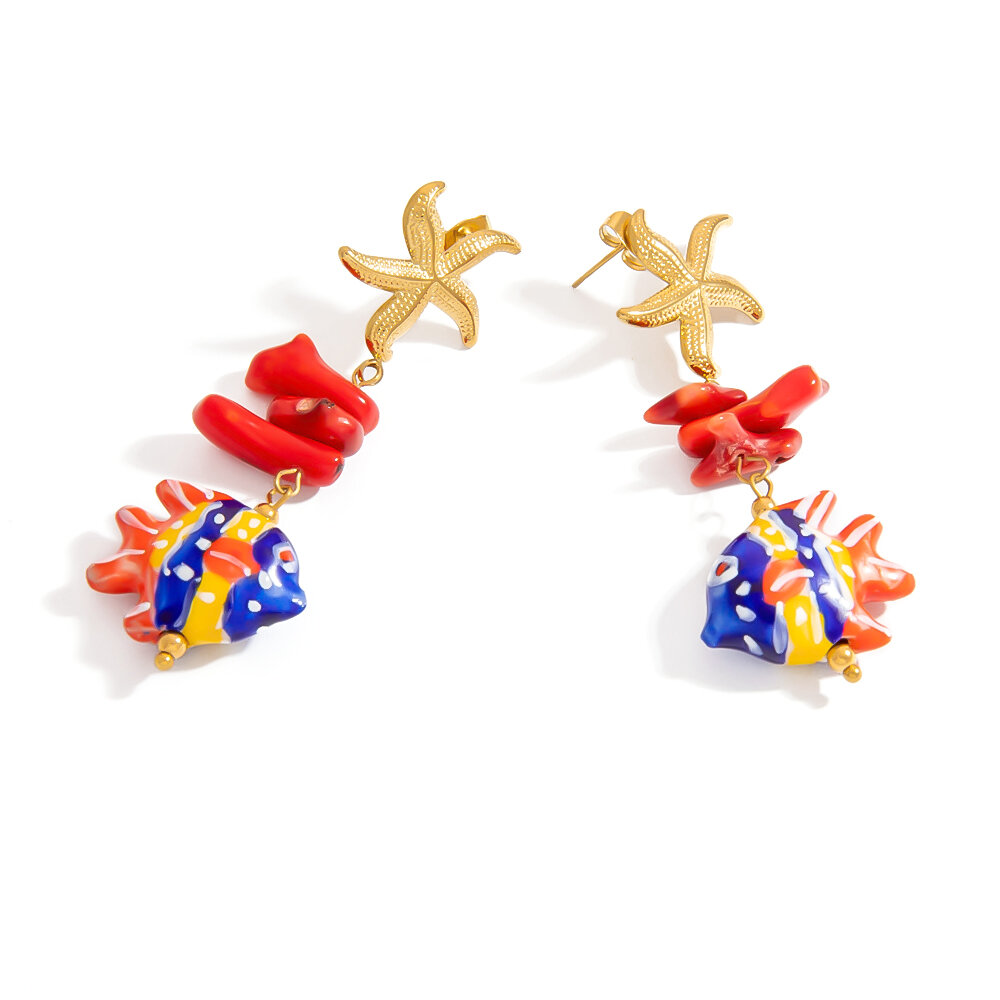 1 Pair Luxurious Series Simple Turtle Stainless Steel Waterproof Gold Color Drop Earrings