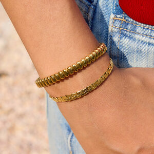 1 Piece Simple Stainless Steel Waterproof Gold Color Women's Cuff Bracelets h5 Picture4
